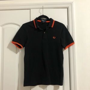 Black and orange Fred Perry slim fit polo shirt